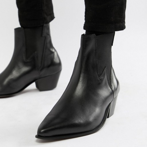 Stacked Heel Western Chelsea Boot 100% Leather - Picture 1 of 5